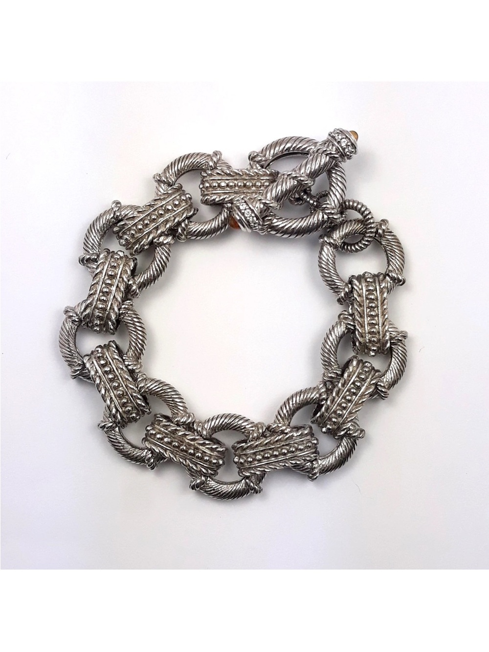 Judith Ripka 925 Textured Link Bracelet